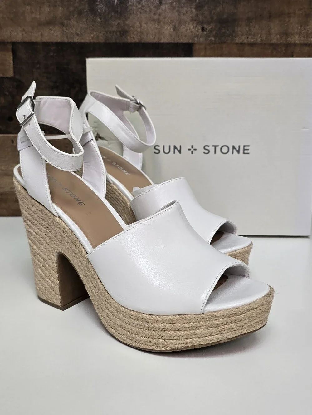 Sun + Stone white leather